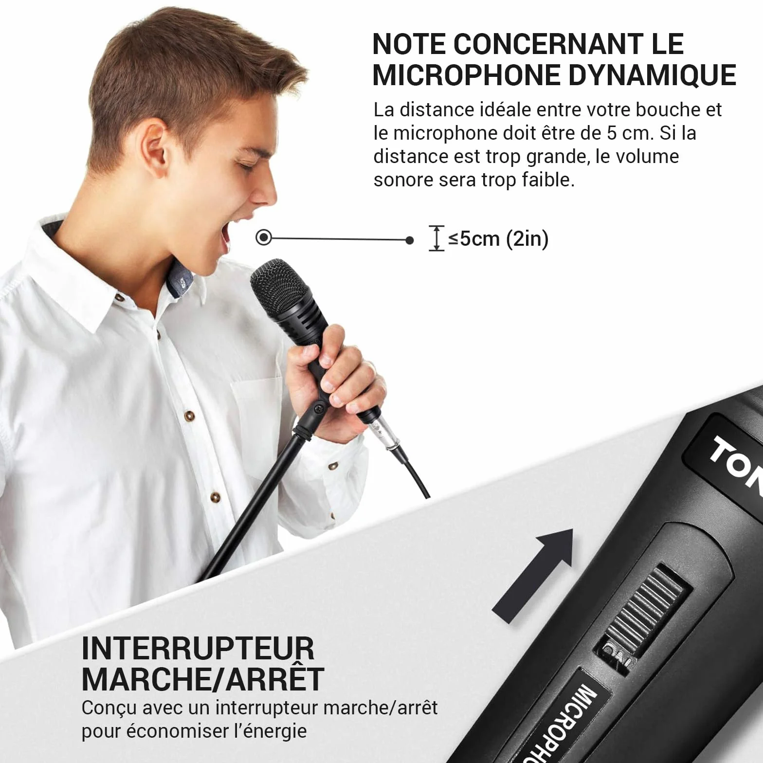 TONOR Micro Karaoke Dynamique avec Cable XLR 5M, Microphone à Main Métal Compatible Appareils DVD KTV Amplificateurs Discours Mariages Activités K1