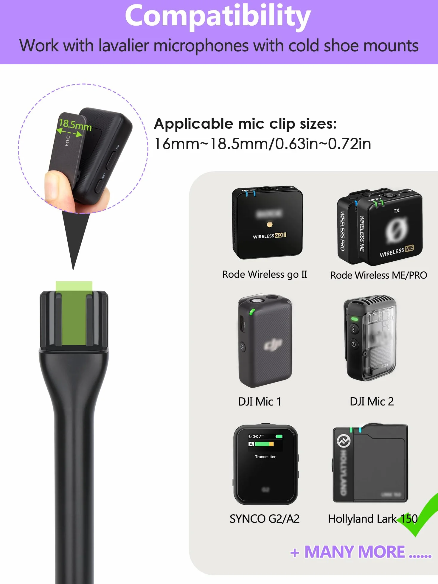 YOUSHARES Poignée DJI Adaptateur Interview GO sans Fil pour Rode Wireless GO II, Support Cravate pour DJI Mic 2