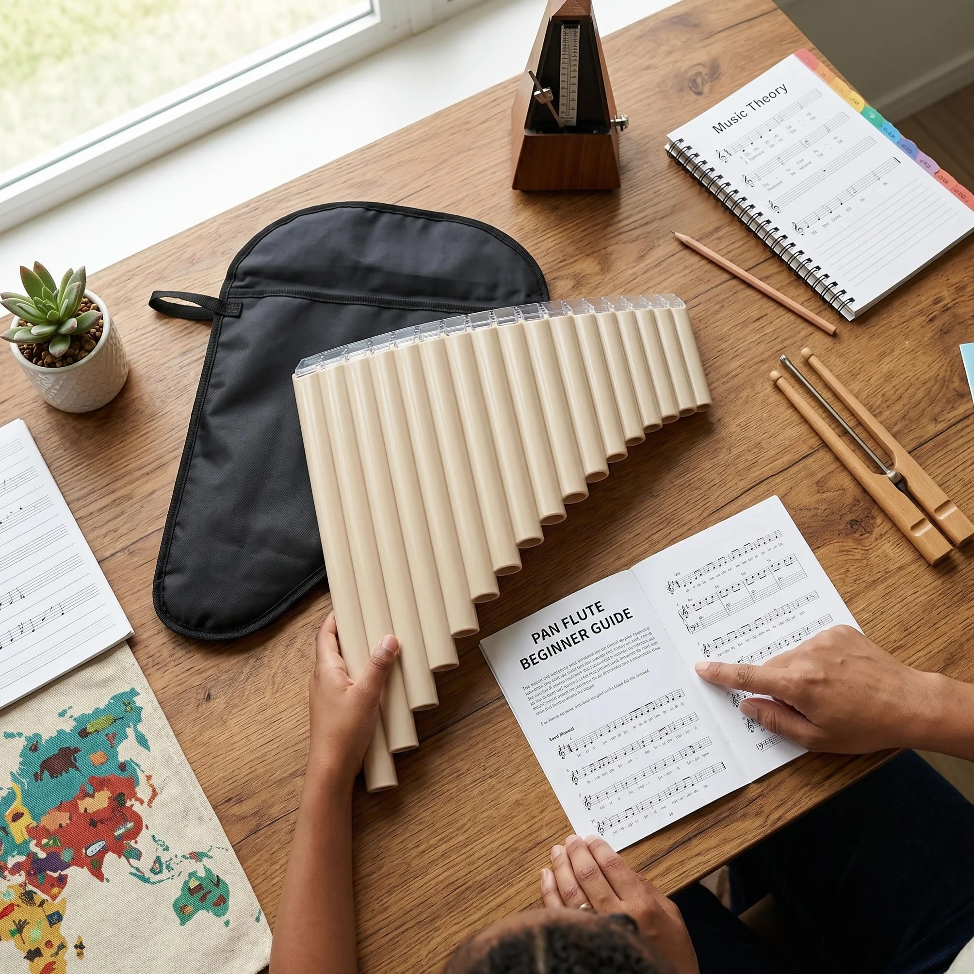 Flûte de Pan ABS 16-Tone Tube C Instruments de Musique avec Sac Rembourré pour Enfants Adultes Débutants