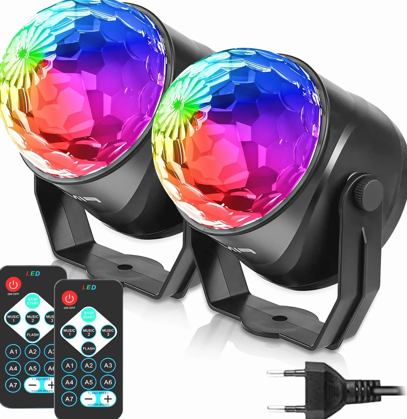 FIMEI Boule Disco 2 Pack, Lumière Soirée Projecteur Effet Spot Stade avec Télécommande