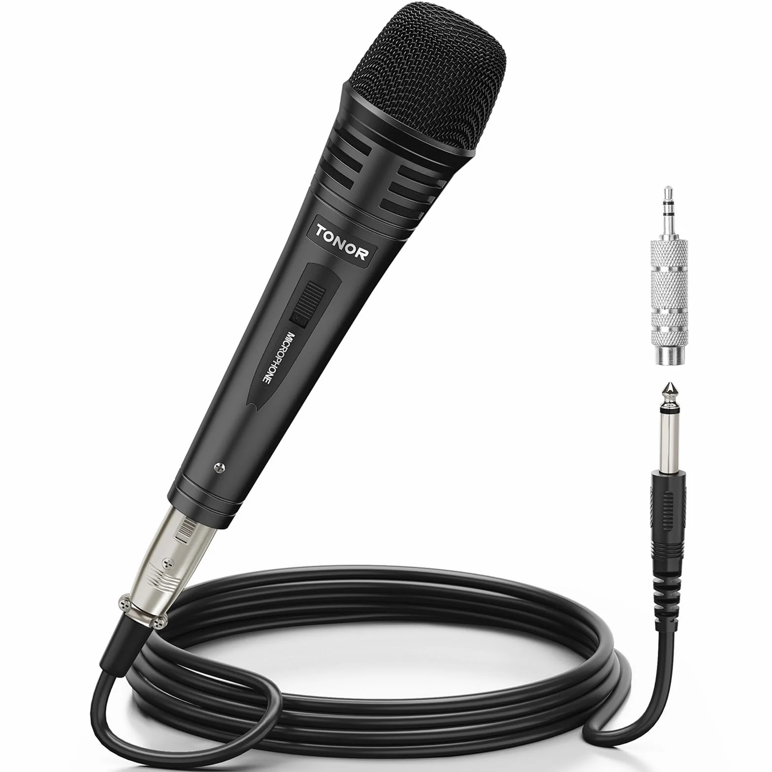 TONOR Micro Karaoke Dynamique avec Cable XLR 5M, Microphone à Main Métal Compatible Appareils DVD KTV Amplificateurs Discours Mariages Activités K1