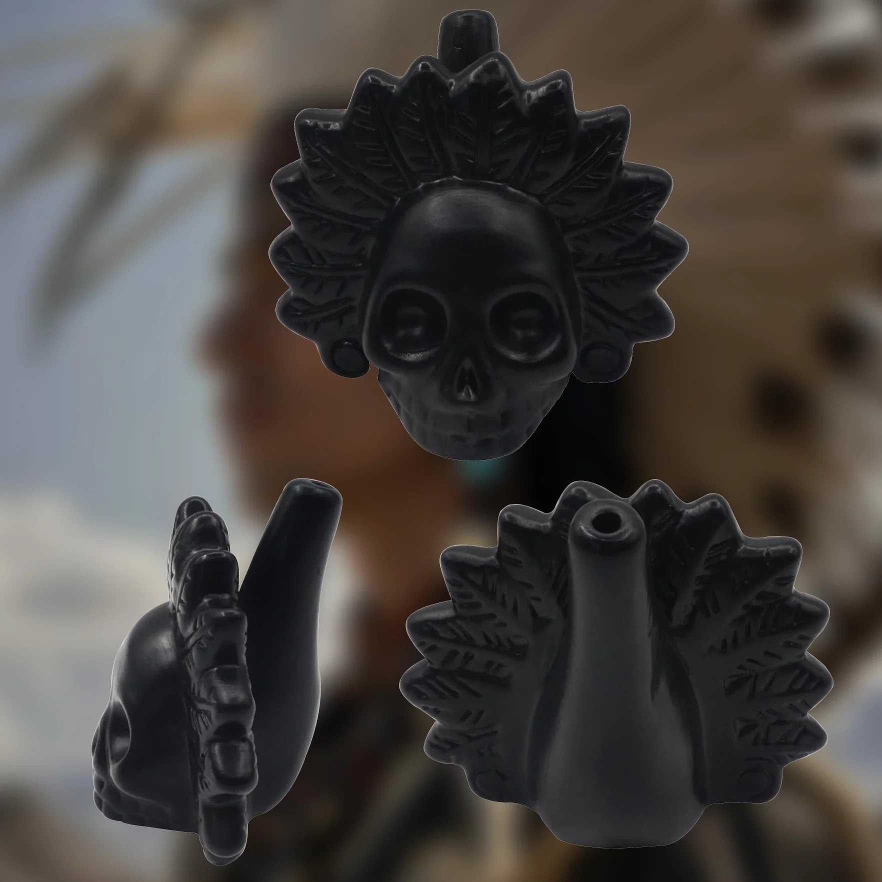 Sifflet de Guerre Aztèque Aztec Death Whistle 126dB Sons de Cris Humains Noir