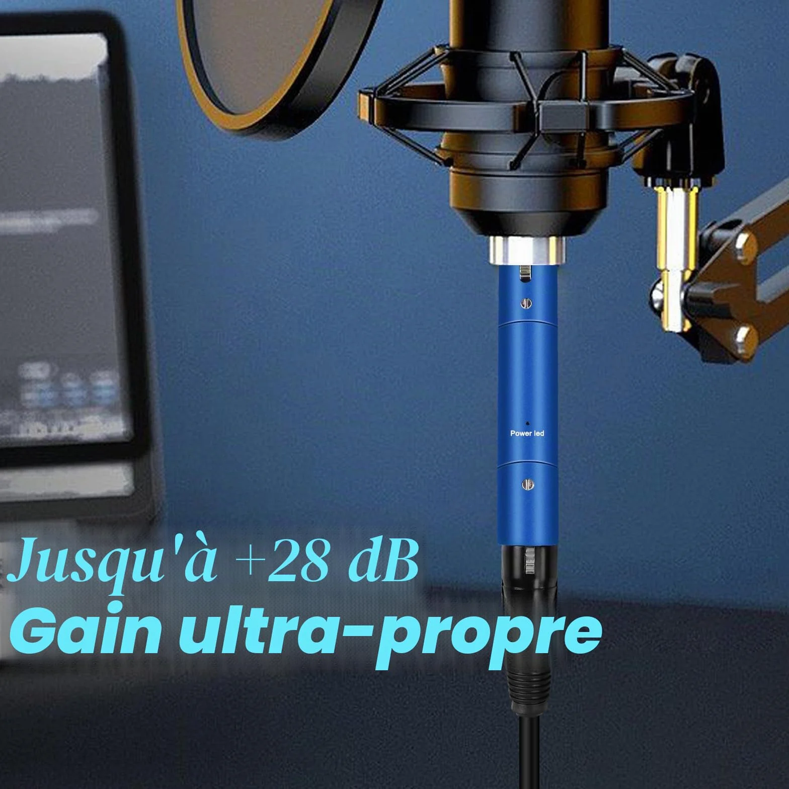 Préamplificateur de micro XLR professionnel - Gain ultra propre jusqu'à +28 dB pour microphone dynamique actif en ligne