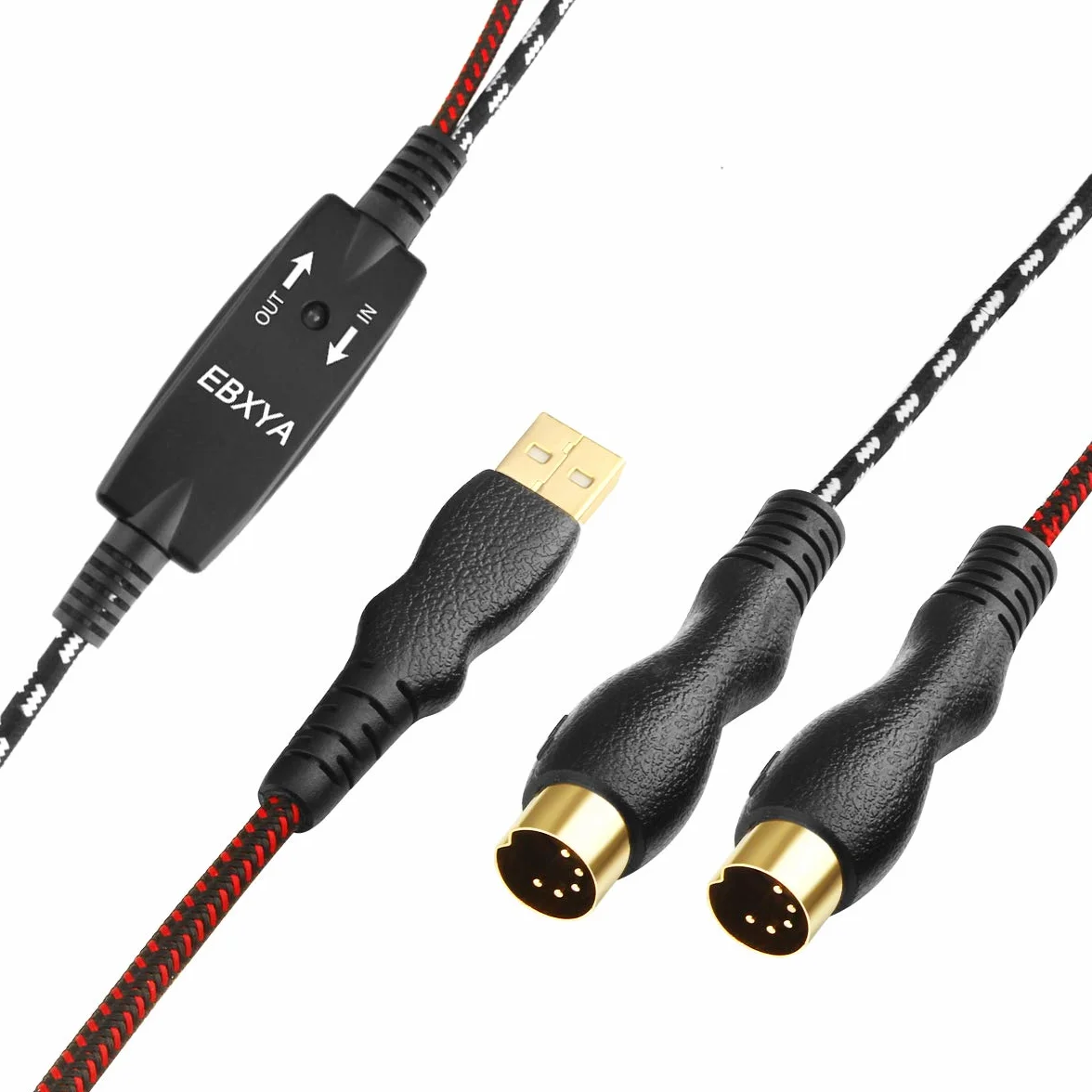 Câble USB MIDI Interface USB à 5 broches MIDI Convertisseur 1.5M pour PC/Mac/ordinateur portable