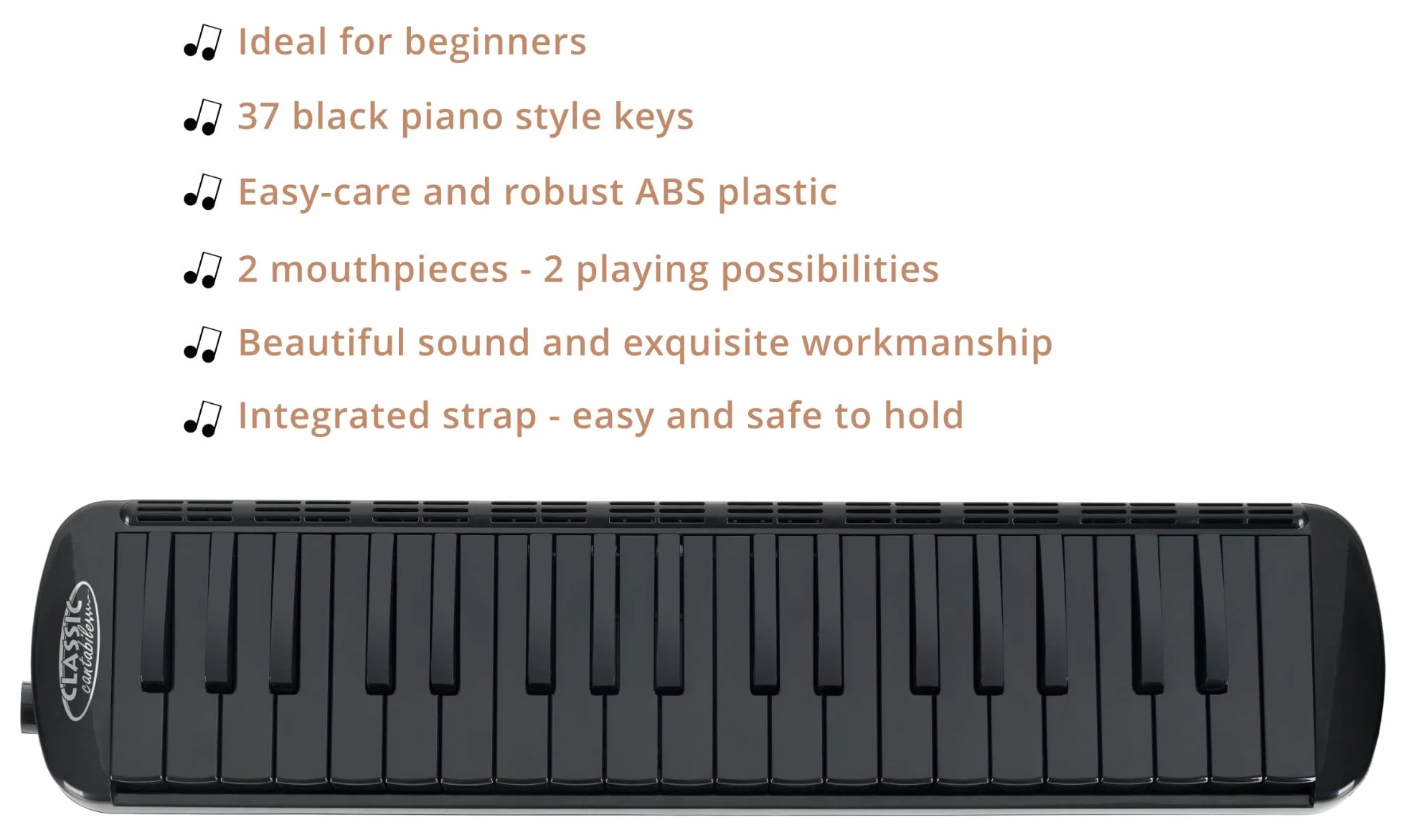 Classic Cantabile PML-37 BK Mélodica 37 touches noires f-f³ Noir avec étui