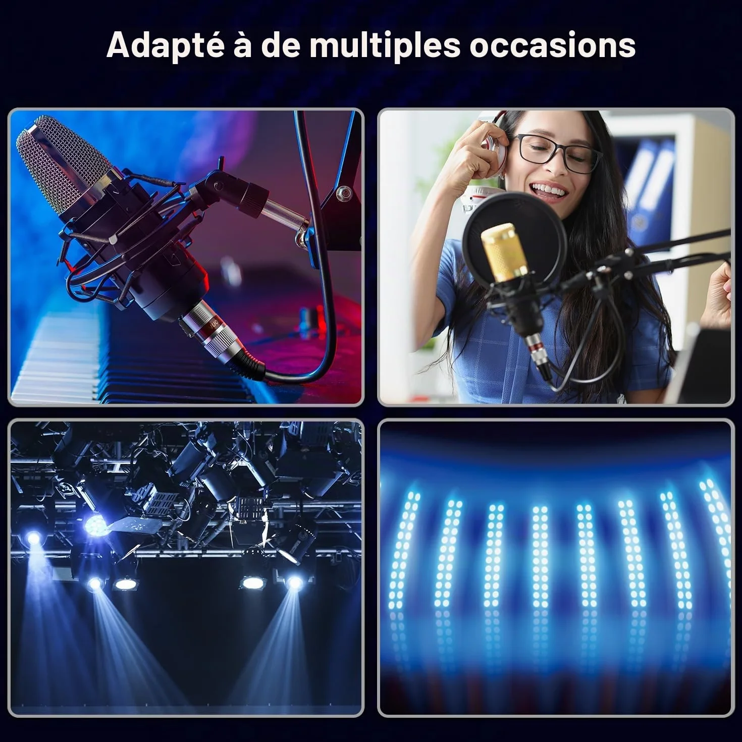 Lot de 2 câbles XLR 5 m - Câble d'extension audio symétrique mâle vers femelle 3 broches