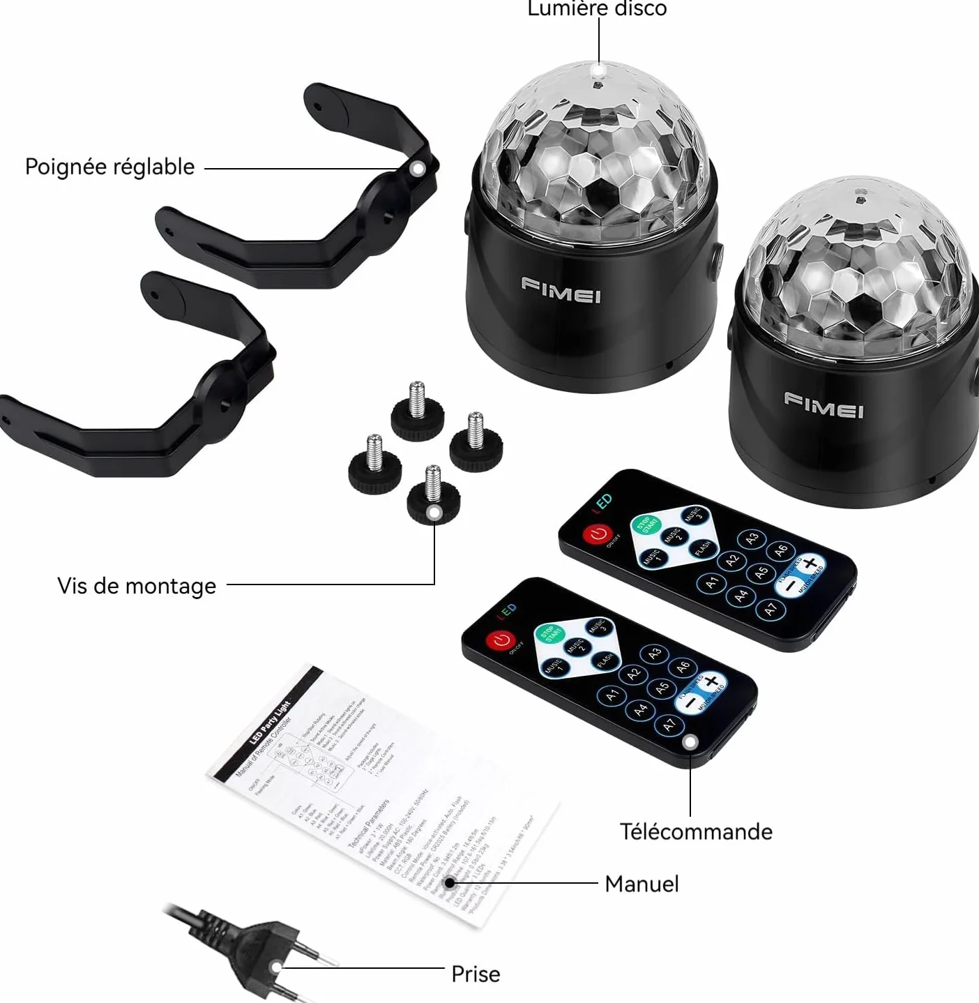 FIMEI Boule Disco 2 Pack, Lumière Soirée Projecteur Effet Spot Stade avec Télécommande
