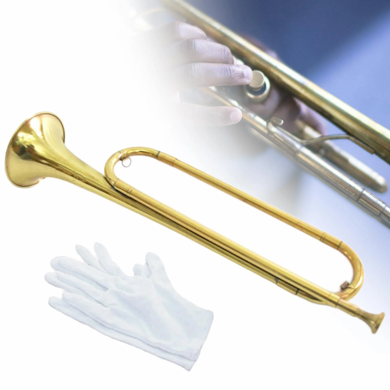 LOVIVER BB Bugle Brass Cavalry Instrument de musique avec gants pour orchestre