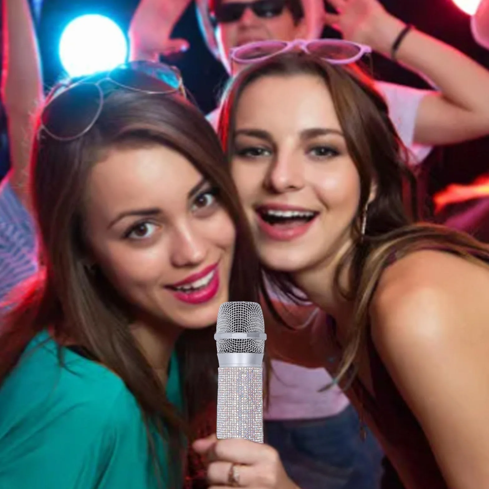 Housse Décorative Brillante pour Microphone, étui de Micro en Cristal pailleté