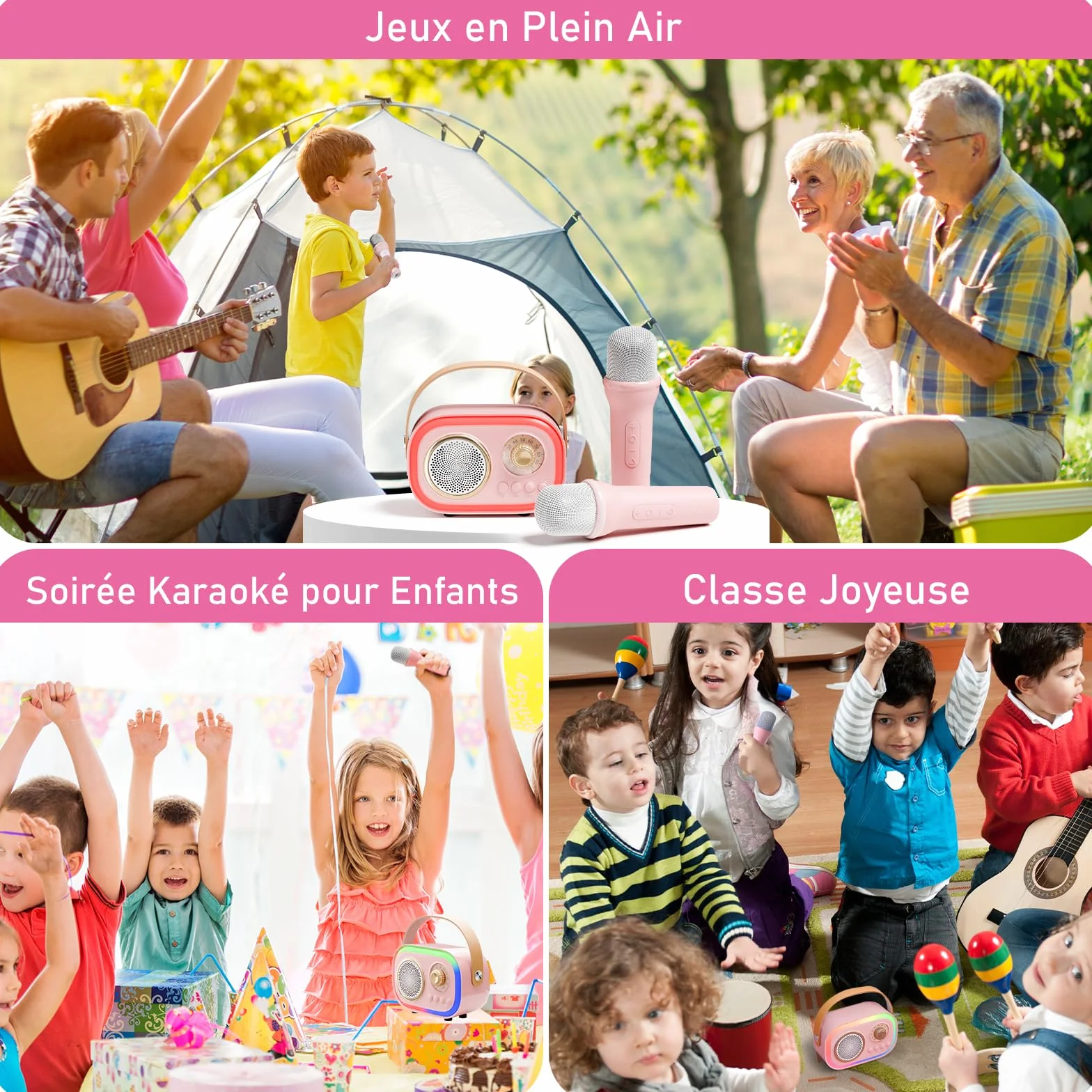Micro Karaoke Enfant Cadeau Fille 4-12 Ans Anniversaire Jouet Microphones