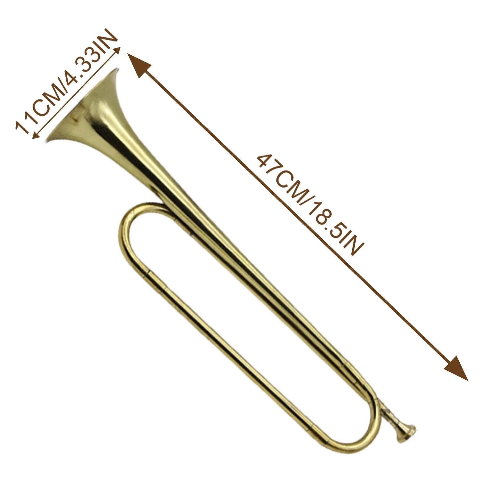 Trompette de cavalerie en laiton plaqué or - Instrument de corne de clairon rétro