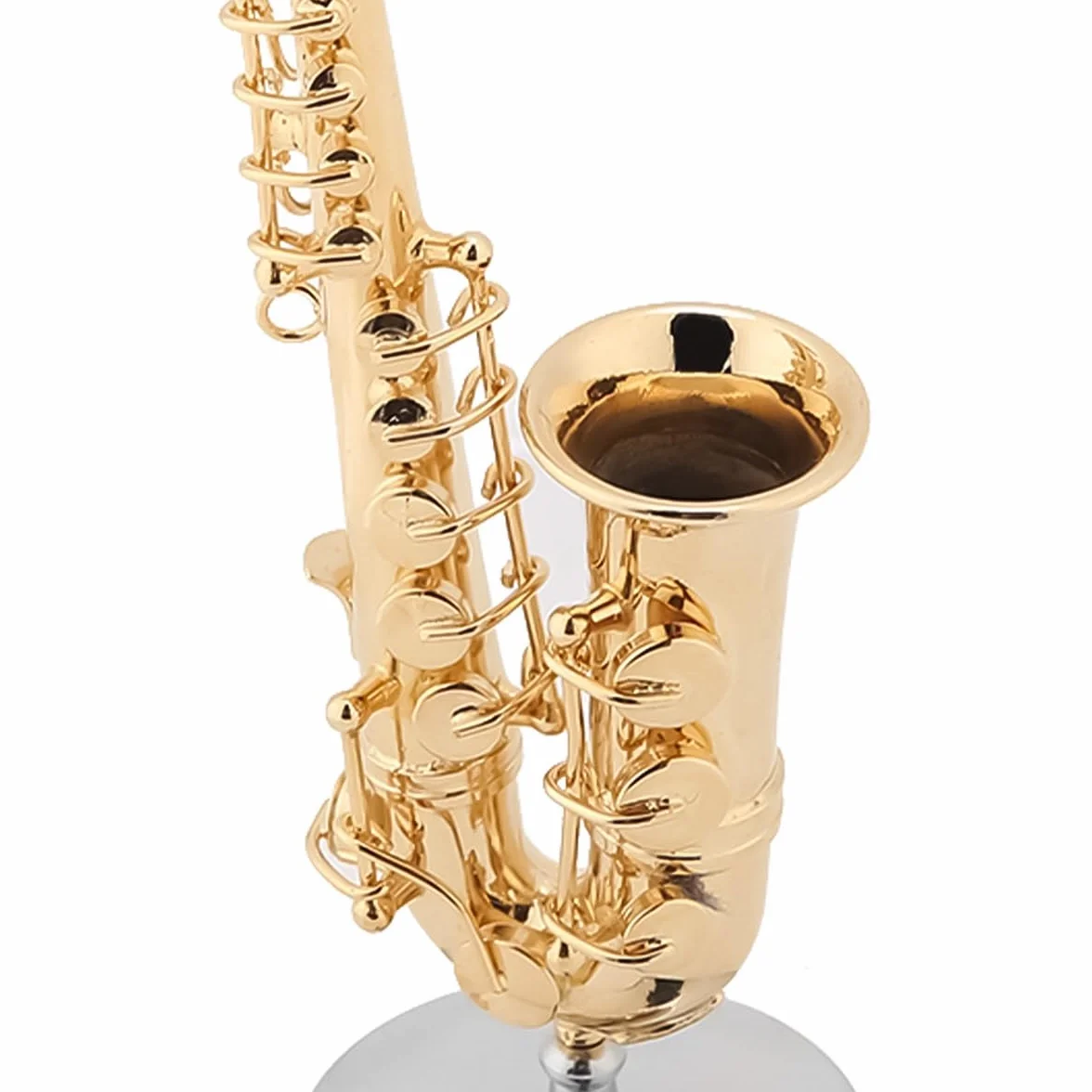Saxophone Alto Miniature Laiton Plaqué Or avec Support et Étui Cadeau de Noël