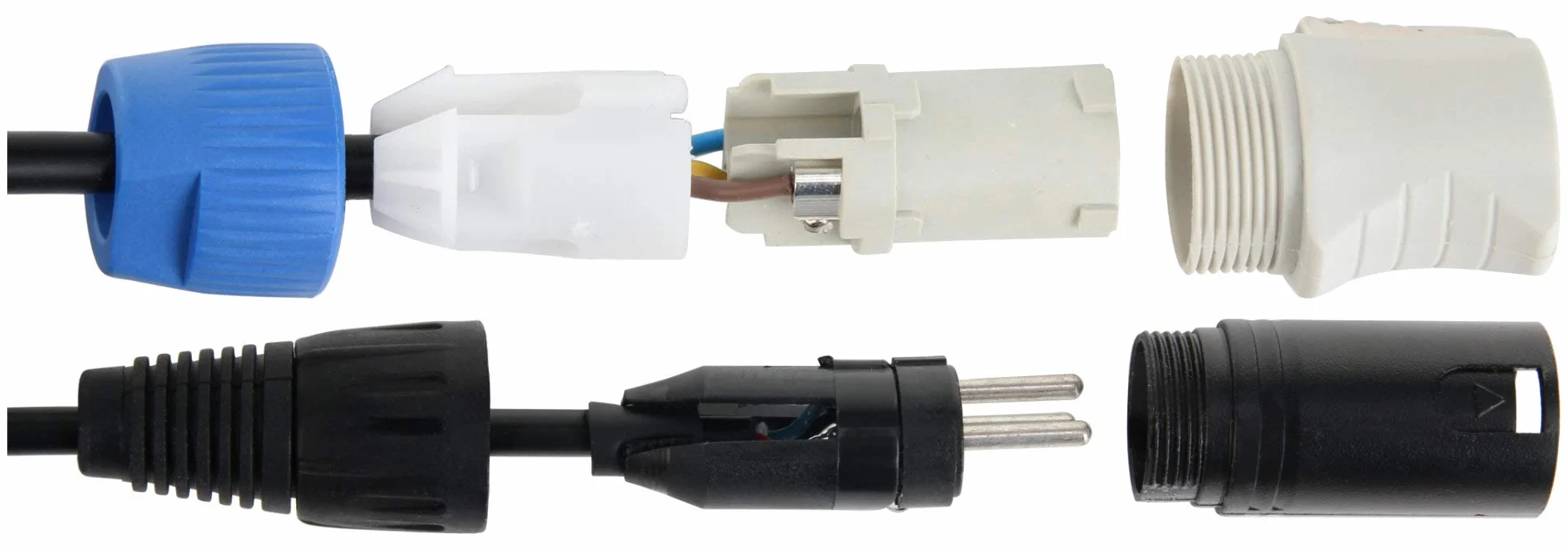 Pronomic Stage PPD-5 Câble Hybride Powerplug/DMX Lot de 10 - Câble combiné pour alimentation et signal DMX - Fini les câbles emmêlés pour connecter les effets lumineux - Longueur : 5 m - Noir