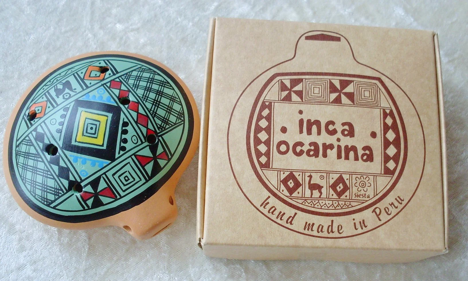 Flûte inca Ocarina traditionnelle du Pérou vert pâle