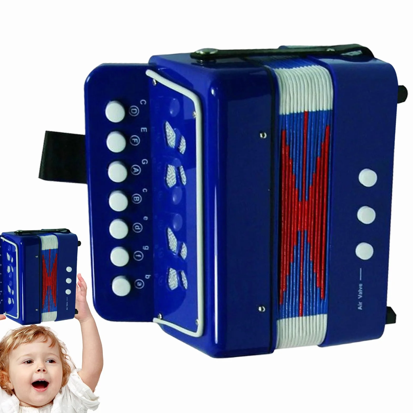 Accordéon Musical à Boutons Jouet Instrument de Musique Portable Cadeau Anniversaire 3 Ans