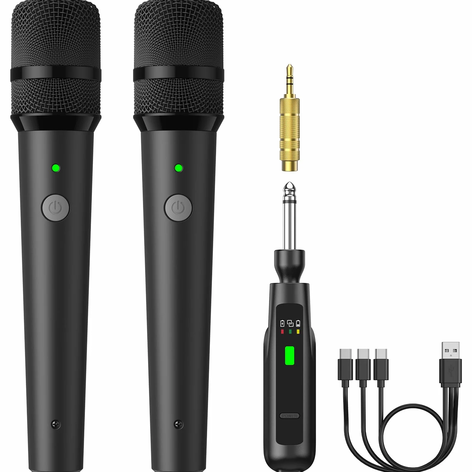TONOR Microphones Dynamiques sans Fil 2.4GHz Rechargeables, Système Double Micro à Main avec Récepteur, Autonomie 30H pour Karaoké