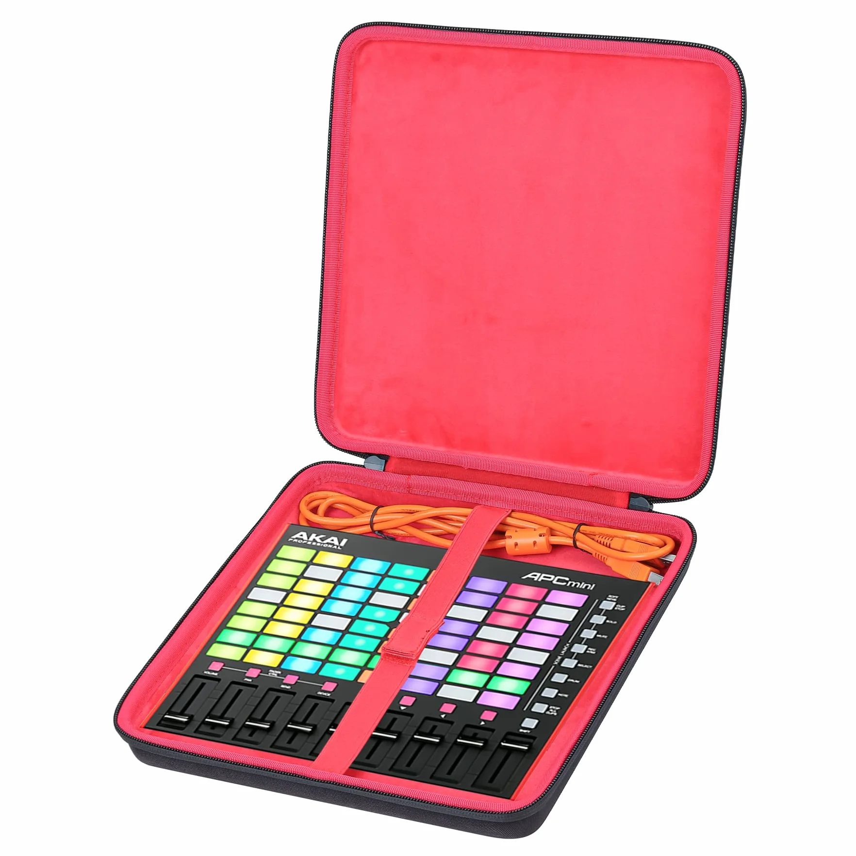 co2CREA Dur Étui de Voyage Rigide Housse Cas coque pour AKAI Professional APC Mini MK2 Contrôleur 64 Pads RGB Rouge