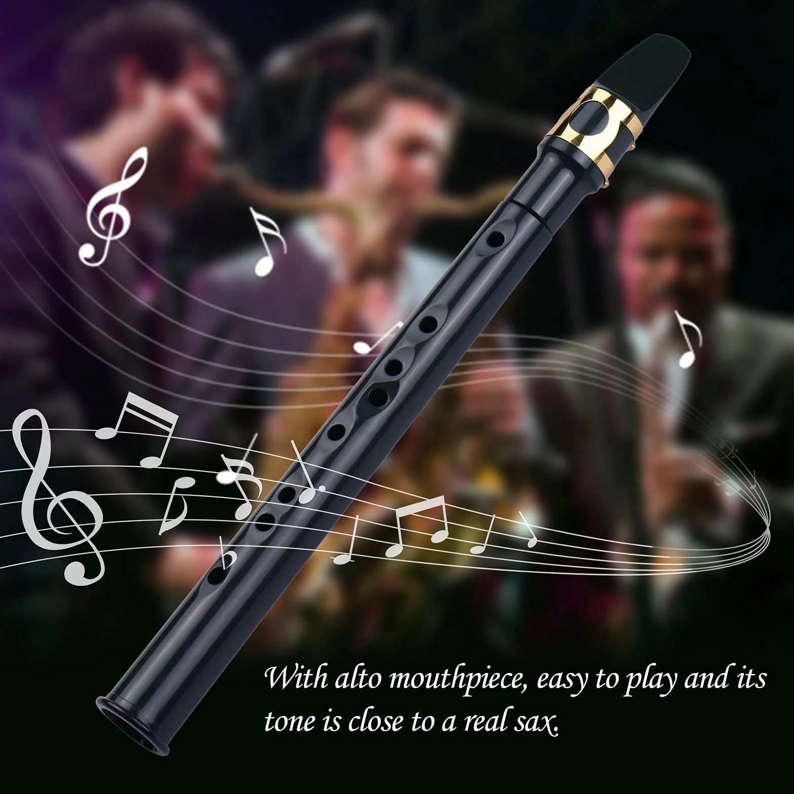 Kit de saxophone alto portable pour débutants, 4 anches, 8 tampons dentaires, sac de transport (noir)