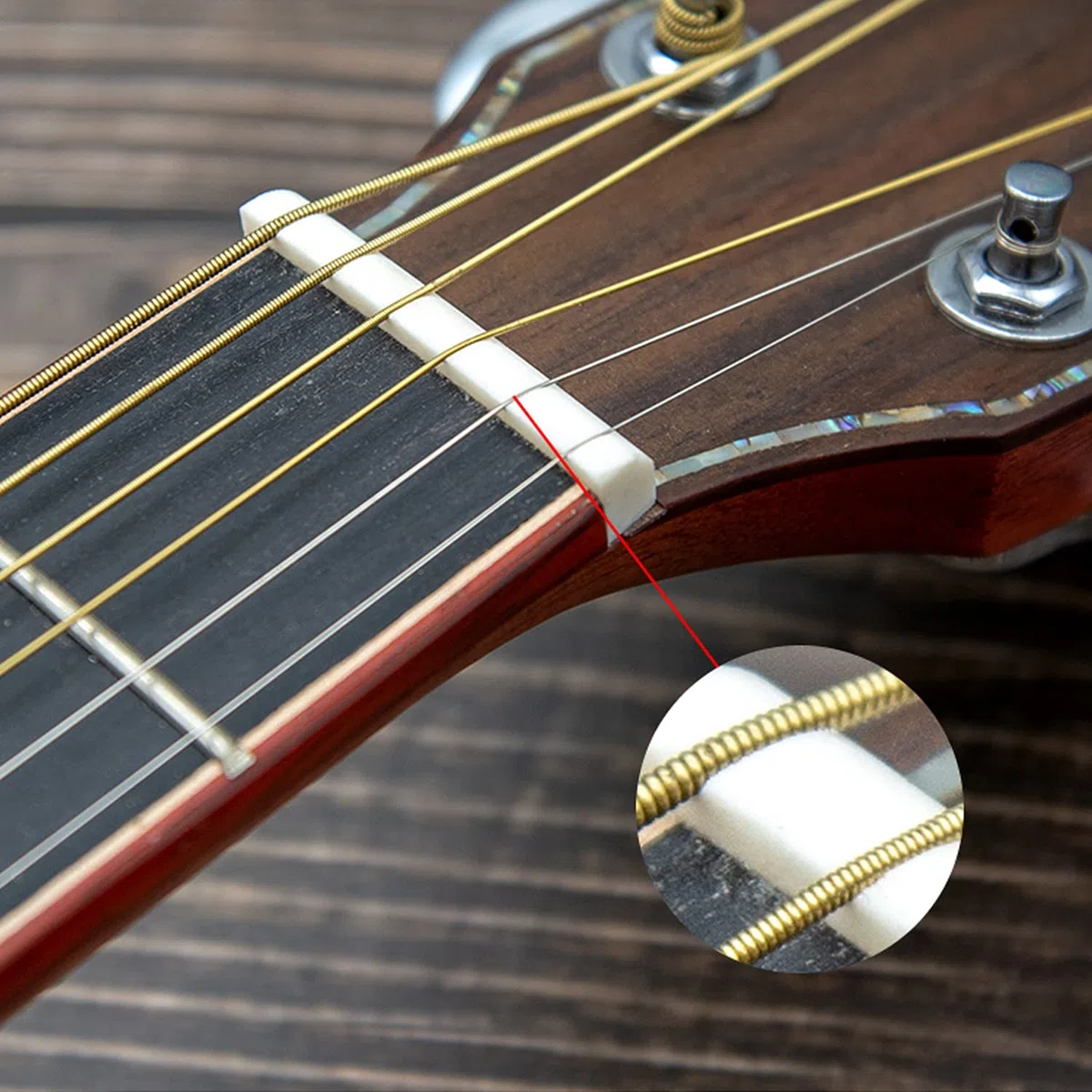 Ensemble de Sillets de Tête et Chevalet en os Véritable est Compatible pour Guitare Acoustique 72/43 mm, Pack de 2