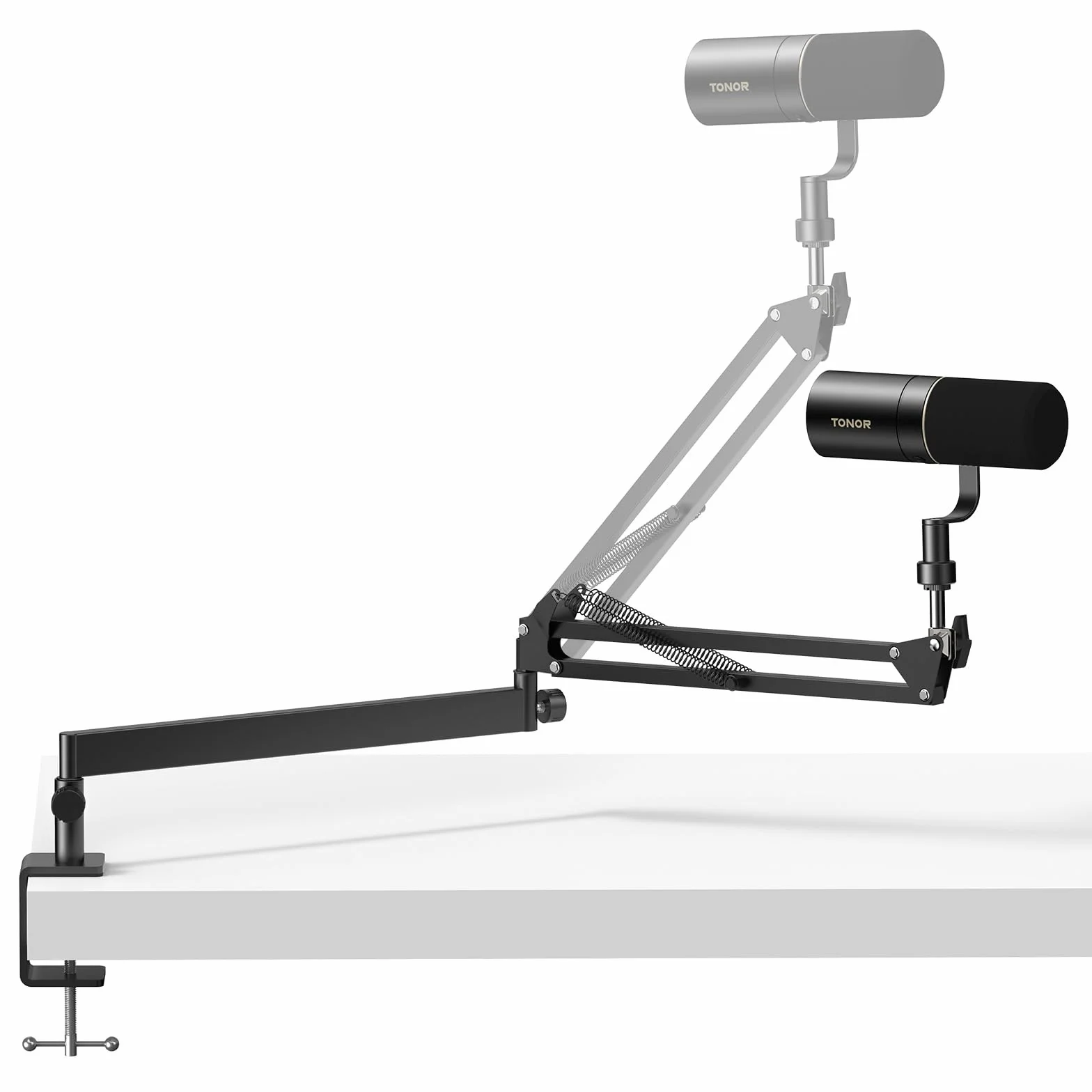 TONOR Bras de Microphone T20LP, Entièrement Ajustable 360° Rotatif 90° Pliable, 38 cm +35 cm, Noir