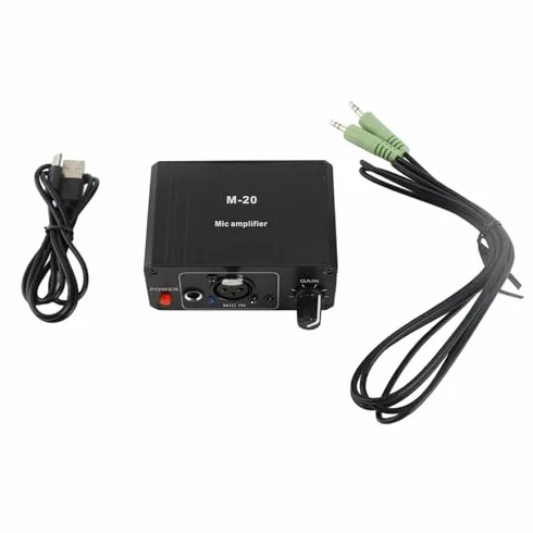 Préampli de Microphone Professionnel 48 V Alimentation Fantôme pour Microphones Dynamiques
