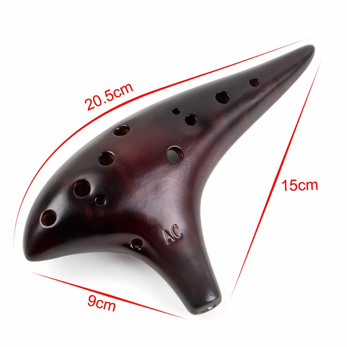 Ocarina Alto C en Céramique de Paille Fumé avec Sac de Protection et Livret