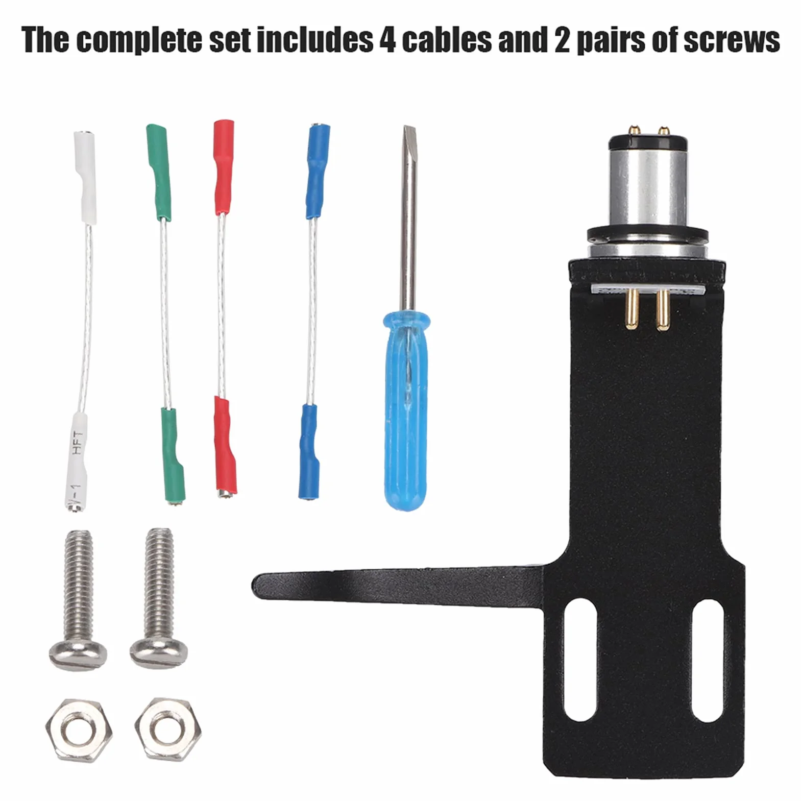 Porte-Cellule pour Lecteur Phono avec 4 Câbles et 2 Paires de Vis, pour Platines Vinyles